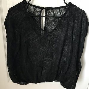 Free People XS Oversized Lace Crop Top